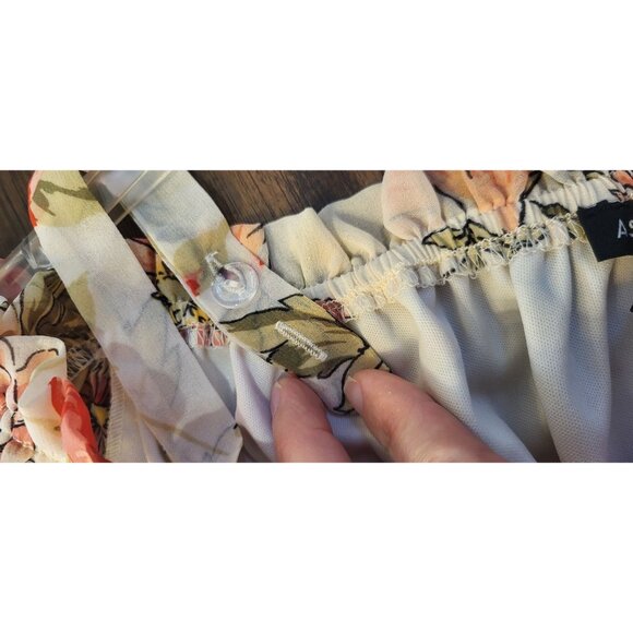 As U Wish Floral Hi-lo Faux Wrap Hem Adjustable Off Shoulder Dress Large - Picture 4 of 10